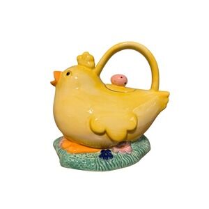 Mesa International Handcrafted Ceramic Yellow Chick Teapot Spring Easter Decor